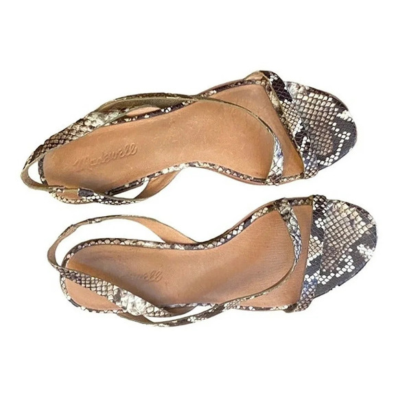 Madewell Sandals Snakeskin Print Womens Size 9.5 Leather Strappy Casual Boho - Picture 7 of 11